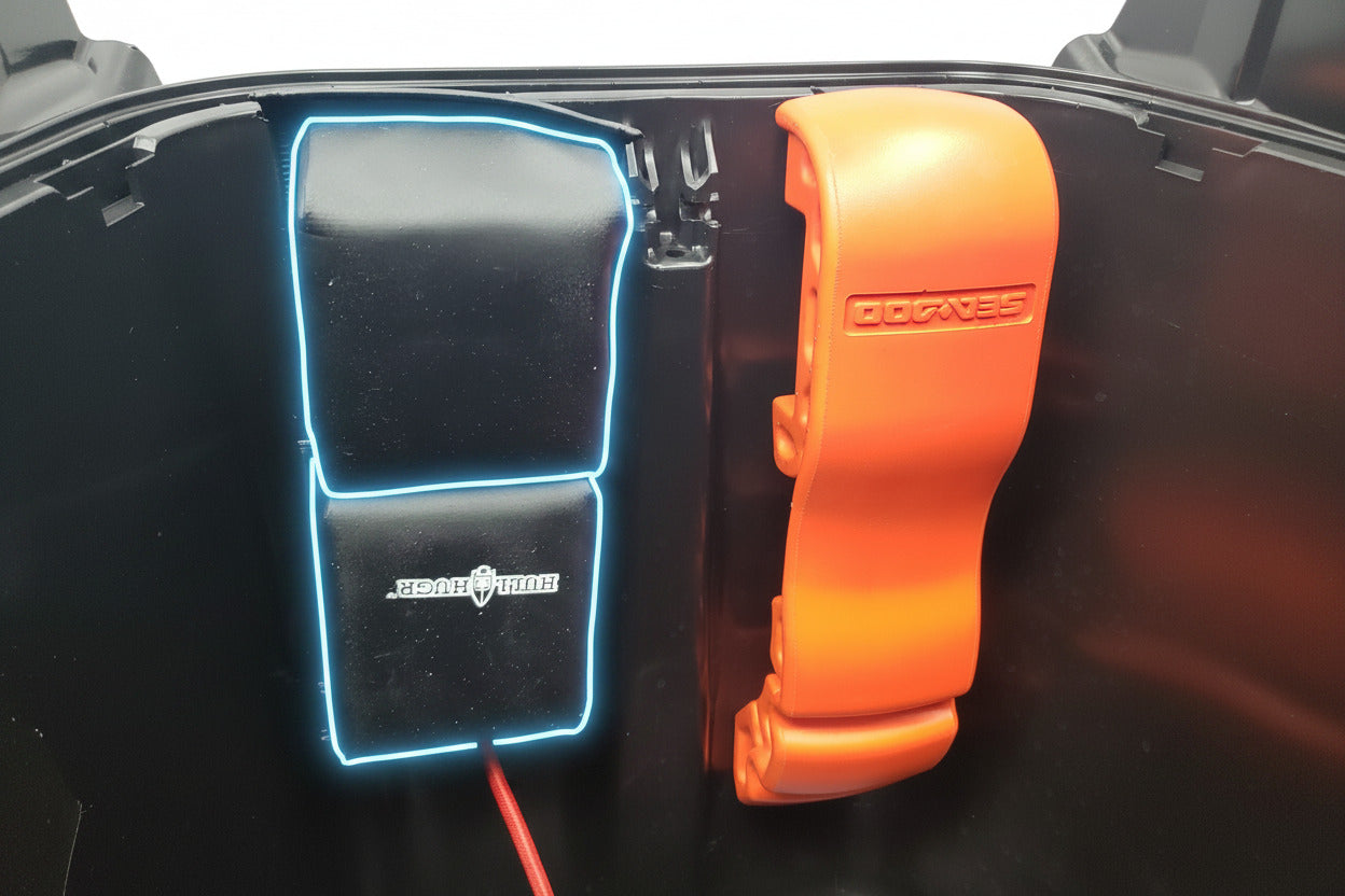ST3 Hull Accessories Fender Holders, After Market Holder Outlined in Blue.
