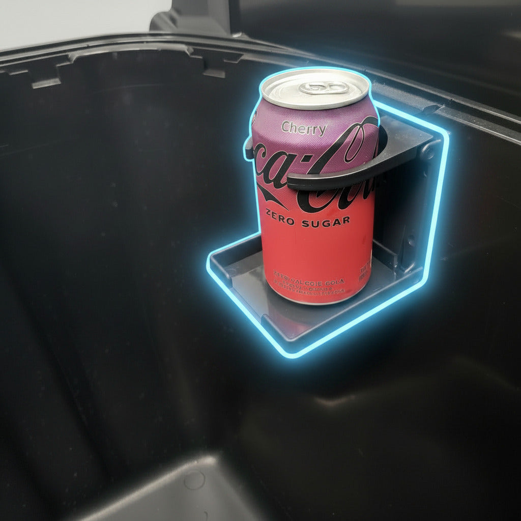ST3 Hull Accessories Cup Holder Open in Sea Doo Storage Bin, Holding a Soda.