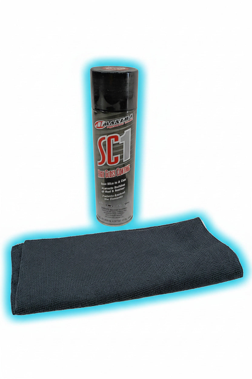 SC1 High Gloss Coating & Micro Fiber Towel w/ Blue Outline. 