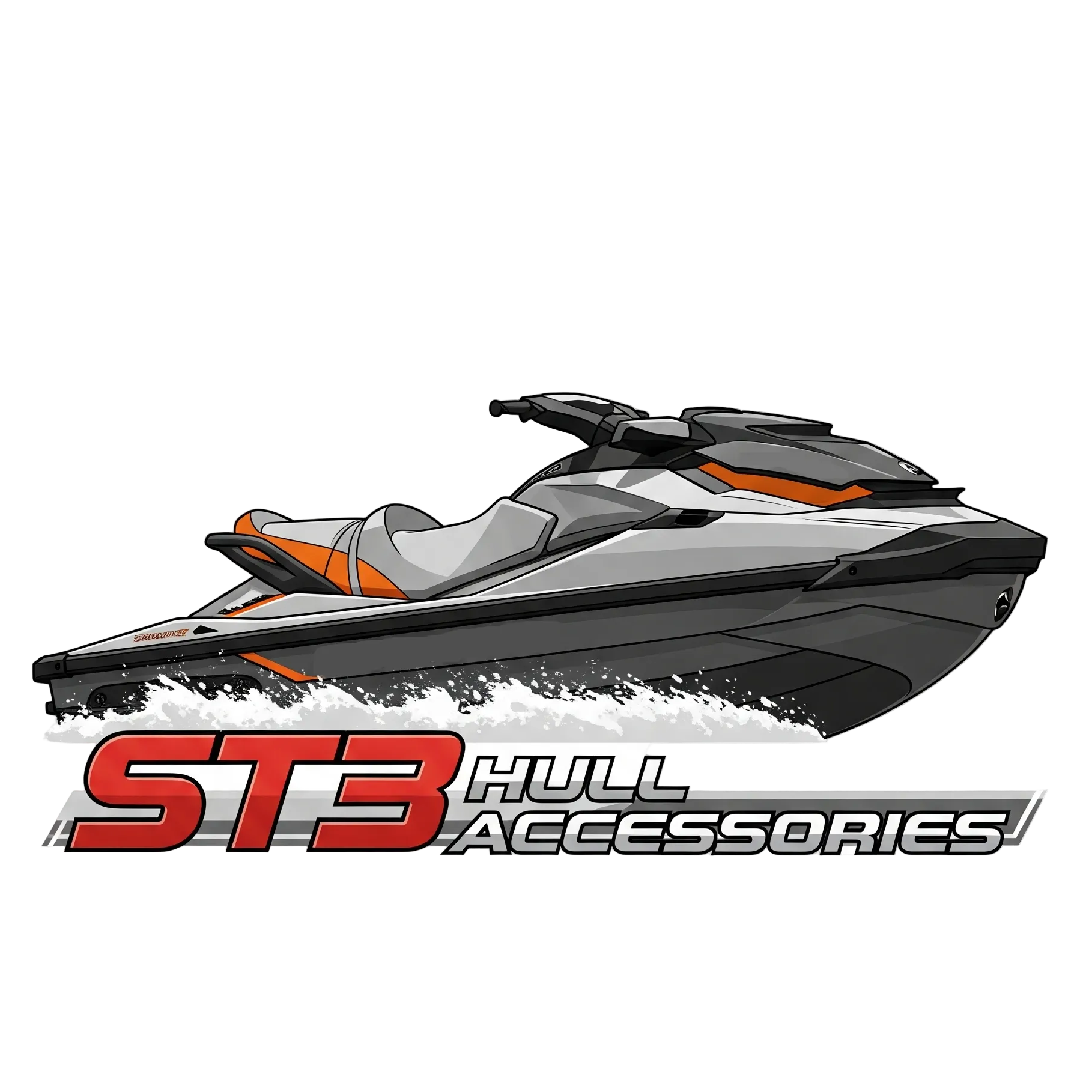 ST3 Hull Accessories Logo with Black Background. 